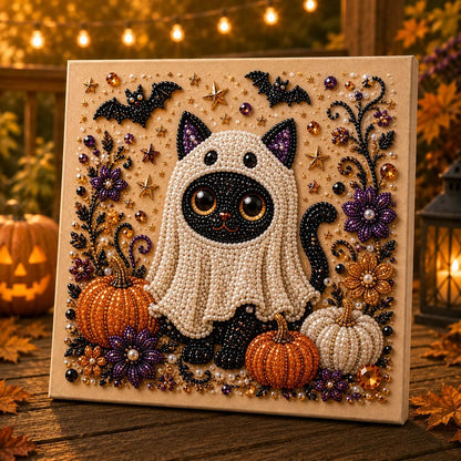 👻 Premium 3D Pearl Absurd Halloween Wall Art Kit | Luxury Flocked Canvas with Scratch-Resistant Non-Fading Pearl Beads DIY Funny Spooky Decor 🕷️✨