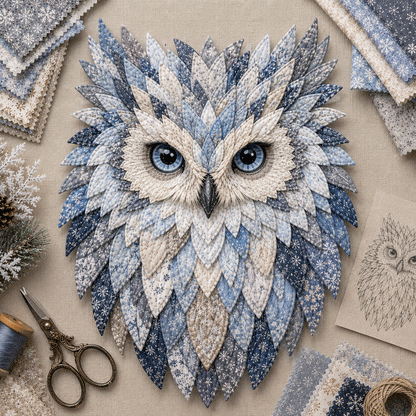 🦉 Layered Fabric Owl Wall Art DIY Kit