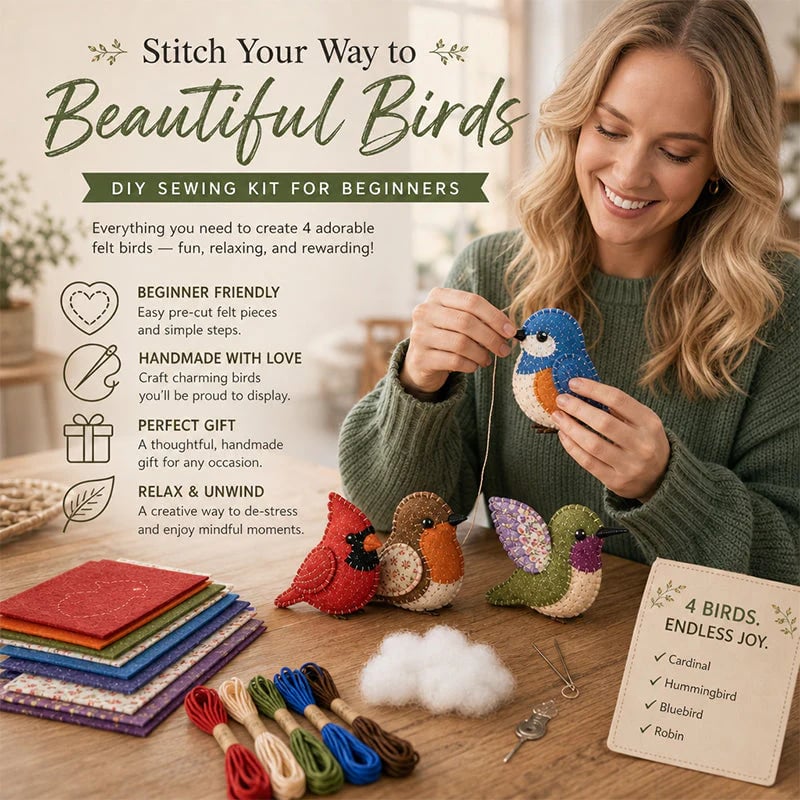 🧶Beginner-Friendly🐦DIY Fabric Animal Craft Kit – Creative Handmade Art