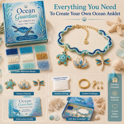 🔥 LAST DAY 49% OFF – 🌊✨ Ocean Guardian DIY Beaded Anklet Kit | Luxury Ocean Theme Anklet with Color-Matched Beads & Sea Charms DIY Coastal Jewelry 🐚✨