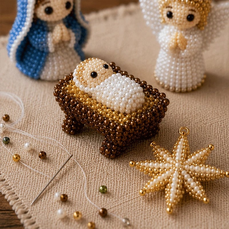 🔥Last Day 49% OFF - 🧵✝️DIY Nativity Scene Beading Kit