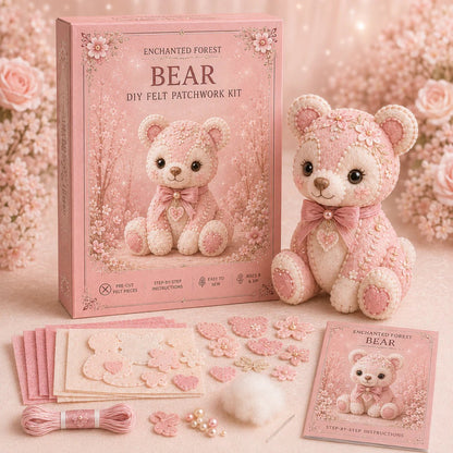 🔥LAST DAY 50% OFF - 💗Pink Woodland Friends DIY Felt Sewing Kit – Make Your Own Cute Animal