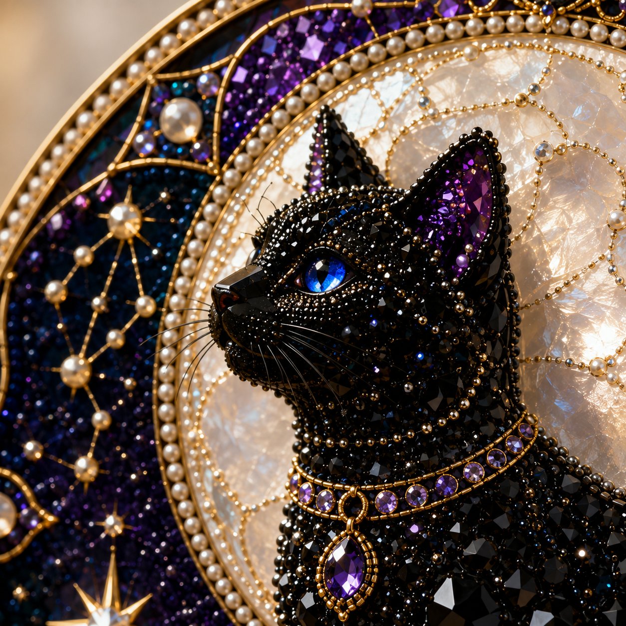 🔥Last Day 50% OFF - 🌙 DIY Celestial Black Cat Window Hanging Kit | 3D Pearl Bead Suncatcher 🔮✨(📦Buy 2 Free Shipping)