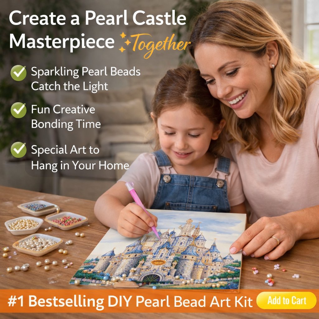🔥Last Day 49% OFF - 🏰✨ DIY Castle Pearl Bead Painting Kit – Beginner-Friendly Sparkling Art Kit