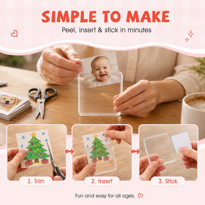 💕 DIY 3D Crystal Clear Acrylic Photo Fridge Magnet Kit – Create Personalized Memory Keepsakes 🎞✨