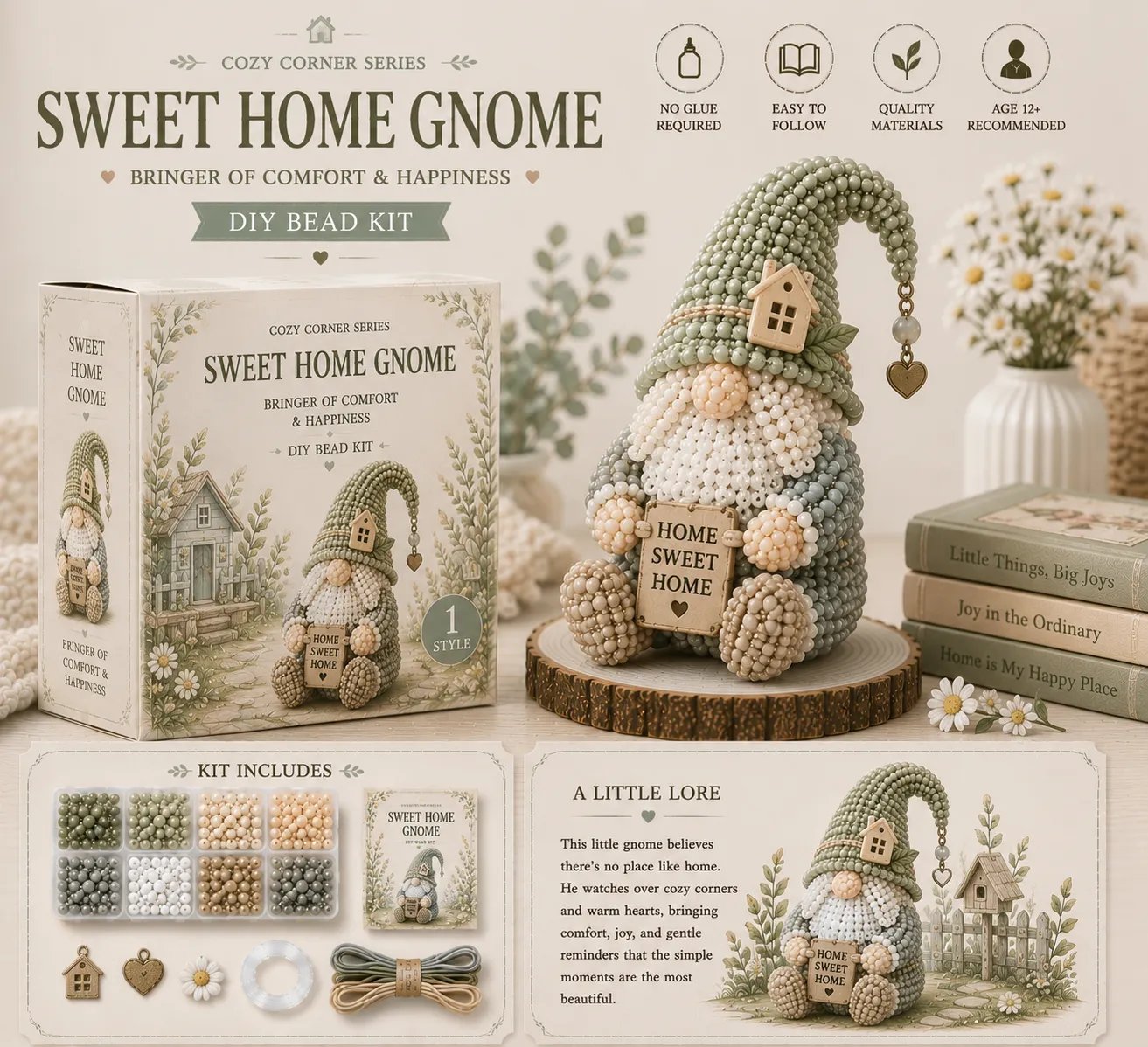 🔥Last Day BUY 3 GET 1 FREE💕Cozy Gnome DIY Bead Kit Collection– Collect All 12 Gnome
