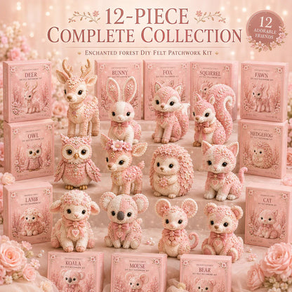 🔥LAST DAY 50% OFF - 💗Pink Woodland Friends DIY Felt Sewing Kit – Make Your Own Cute Animal