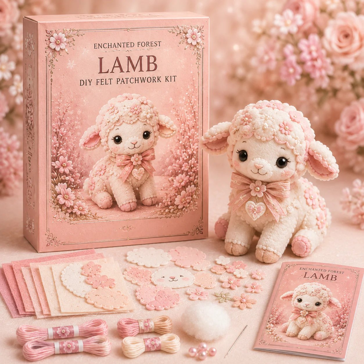 🔥LAST DAY 50% OFF - 💗Pink Woodland Friends DIY Felt Sewing Kit – Make Your Own Cute Animal