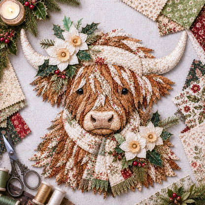 🌸 Birth Flower Highland Cow Fabric Art Diy Kit