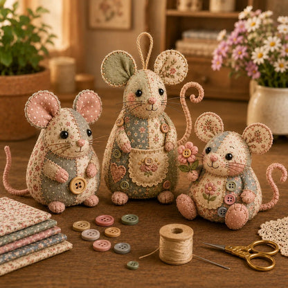 ❤️Beginner-Friendly🐭Patchwork Mouse DIY Kit🧵Sew Your Own Cute Fabric Friend