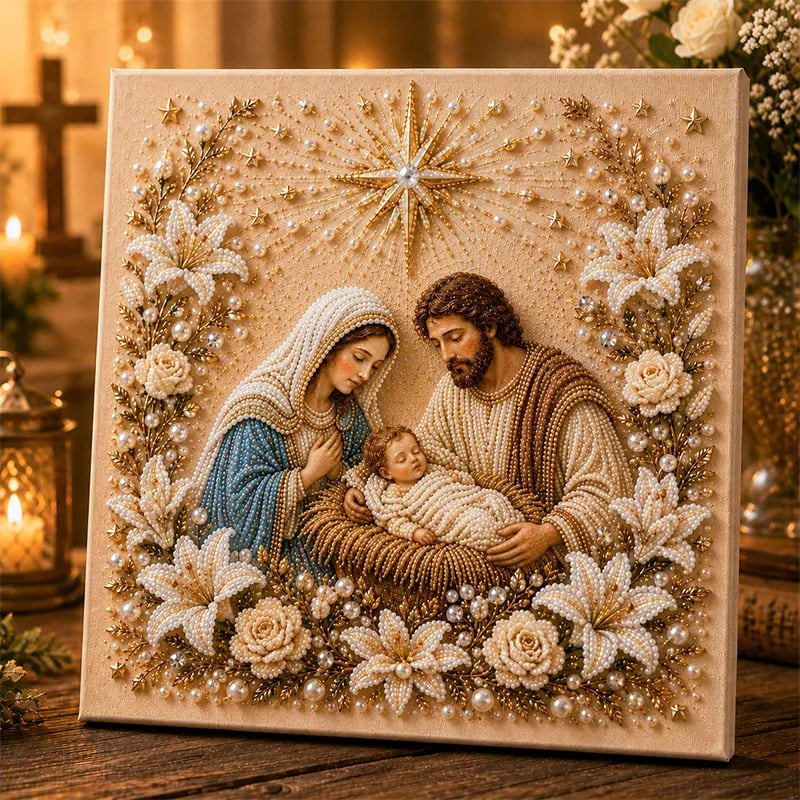 ✝️ DIY Jesus Pearl Art Kit | 3D Pearl-Style Christian Artwork for Prayer Corners & Faith Gifts