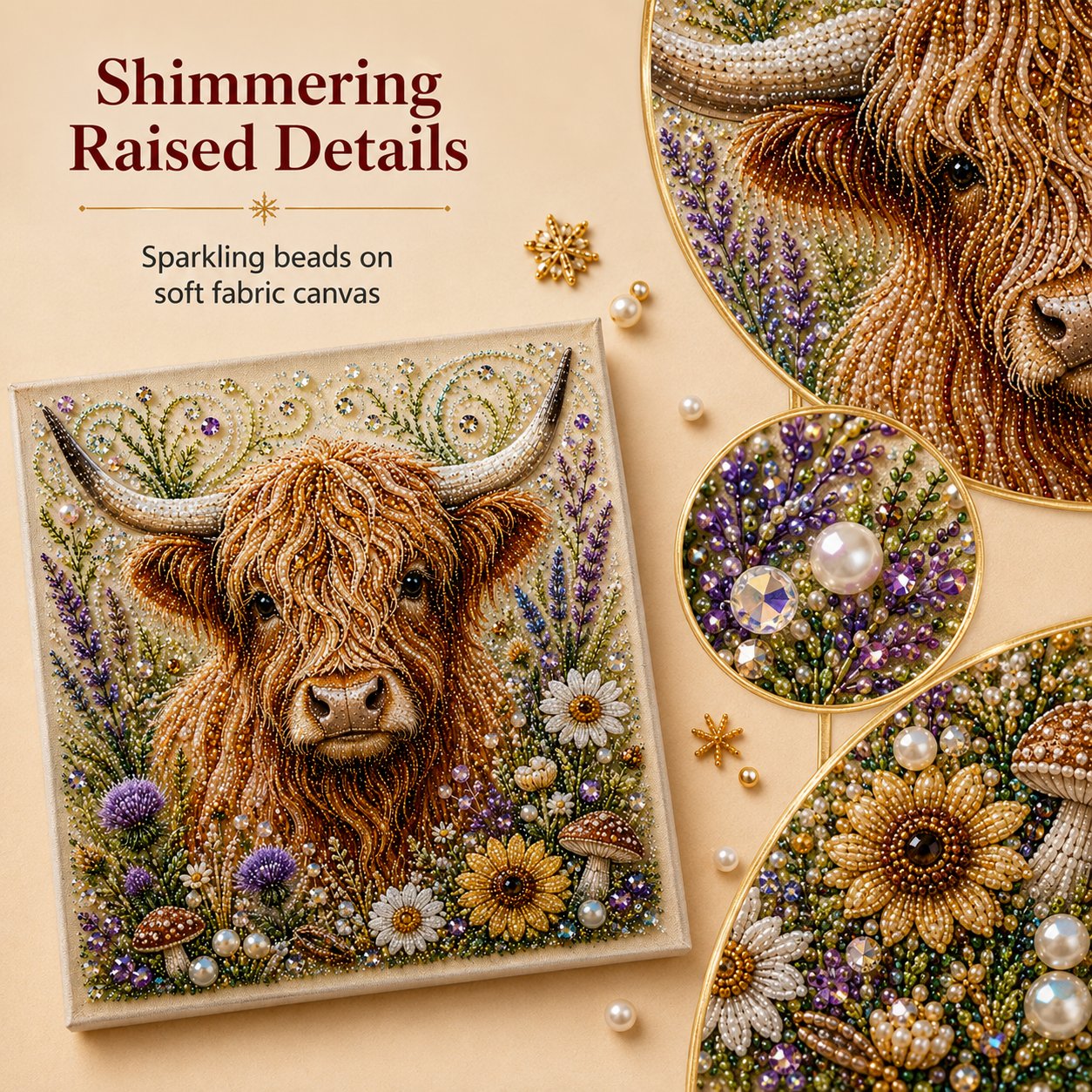 🐾🌿 Premium 3D Pearl Animal Wall Art Kit | Luxury Flocked Canvas with Scratch-Resistant Non-Fading Pearl Beads DIY Nature-Inspired Decor ✨