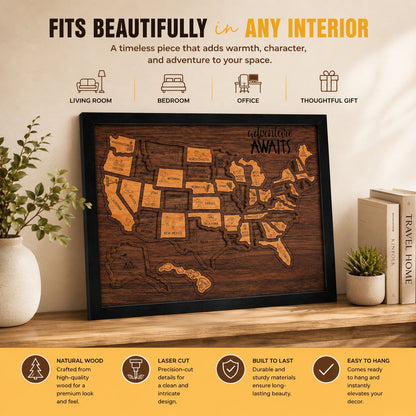 🇺🇸 Wooden USA Travel Map Puzzle🧩 DIY Your Own USA Photo Map & Track Every Journey✨