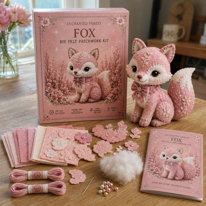 🔥LAST DAY 50% OFF - 💗Pink Woodland Friends DIY Felt Sewing Kit – Make Your Own Cute Animal