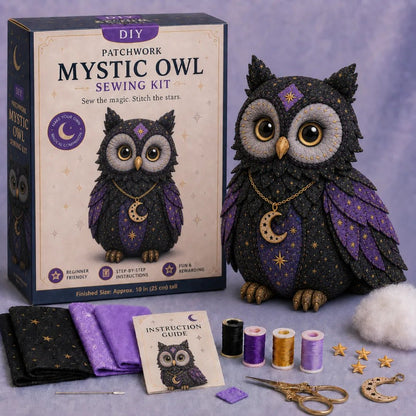 🔥LAST DAY 50% OFF - 🐱Mystic Patchwork Animal Sewing Kit – DIY Plush Craft Kit with Starry Fabric, Moon Charm