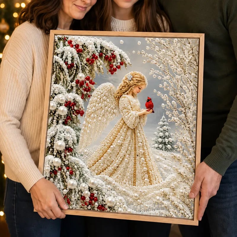 🎅🎄 Premium 3D Pearl Christmas Reindeer Diamond Painting Art Kit |  Luxury Flocked Canvas with Scratch-Resistant Non-Fading Pearl Beads DIY Holiday Decor⛄️❄️