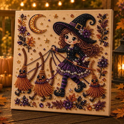 👻 Premium 3D Pearl Absurd Halloween Wall Art Kit | Luxury Flocked Canvas with Scratch-Resistant Non-Fading Pearl Beads DIY Funny Spooky Decor 🕷️✨